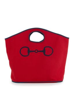 Embroidered Canvas Large Grab Bag, Red