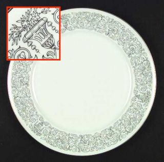 Arzberg Medici Black Dinner Plate, Fine China Dinnerware   Black Filigree Band