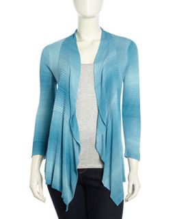 Ombre Ruffle Open Front Cardigan, Seamist