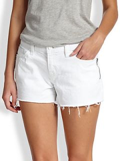 J Brand Hester Side Zip Cut Off Denim Jeans   Pure White