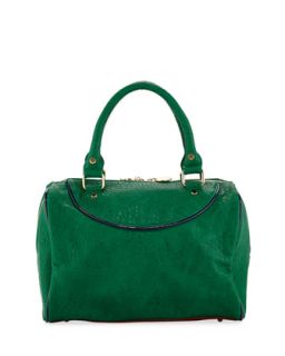Tate Grainy Duffel Satchel Bag, Emerald
