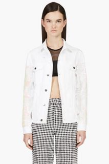 Filles A Papa White Embroidered And Sequined Cara Denim Jacket