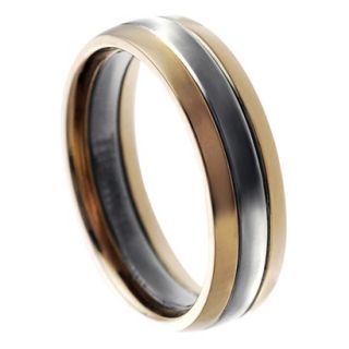 Daxx Mens Titanium Two   Toned Rose Gold Plated Band (6 mm)   12