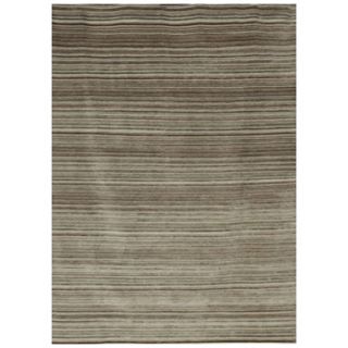 Indo tibetan Stripe Gray Brown Wool Rug (56 X 86)