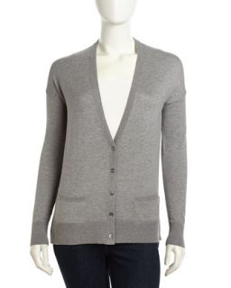 Uneven Stretch Cardigan, Heather Gray