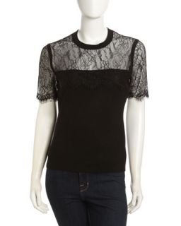 Lace & Knit Short Sleeve Tee
