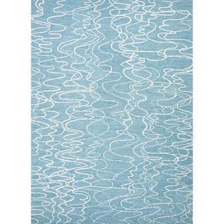 Hand tufted Contemporary Abstract Pattern Blue Wool/ Art Silk Rug (36 X 56)