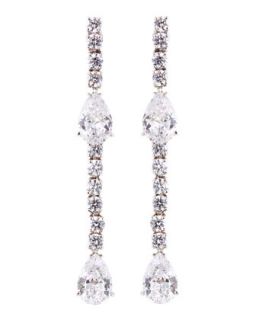 CZ Round and Pear Cut Linear Earrings