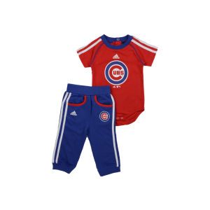 Chicago Cubs adidas MLB Newborn Creeper And Pant Set