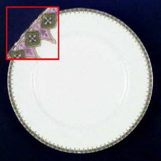 Willaim Guerin Gue16 Dinner Plate, Fine China Dinnerware   Green & Pink Border D