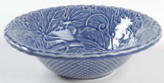 Bordallo Pinheiro Vine Blue Coupe Soup Bowl, Fine China Dinnerware   Embossed Iv