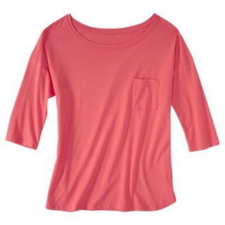 Pure Energy Womens Plus Size 3/4 Sleeve w/pocket Top   Coral 3X