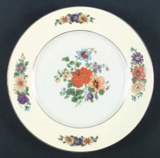 Porcelain Union Princess Dinner Plate, Fine China Dinnerware   Cream Rim,Multifl