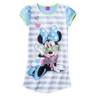 Disney Minnie Mouse Girls Short Sleeve Nightgown   Blue M