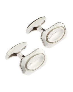 Silver Oval Center Cuff Links