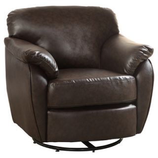 Monarch Specialties Inc. Leather Look Swivel Lounge Chair I 806 Color Dark B