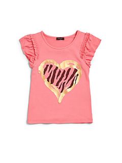 Imoga Toddlers & Little Girls Zebra Heart Top   Bright Pink