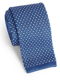  Collection Polka Dot Knit Tie   Blue