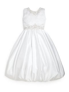 Joan Calabrese Girls Jeweled First Communion Dress   White