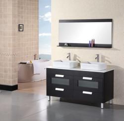 Design Element Contemporary Black Double sink Bathroom Vanity