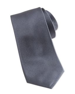 Solid Bias Ribbed Silk Tie, Charcoal