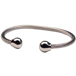 Sabona Professional Steel Twist Silvertone Ball Magnetic Bracelet
