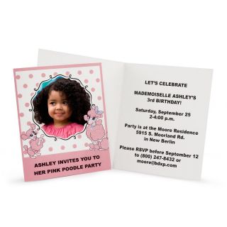 Pink Poodle in Paris Personalized Invitations