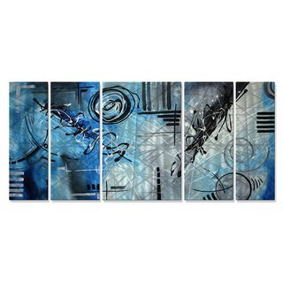 Megan Duncanson Blue Divinity Metal Wall Art (LargeSubject AbstractMedium MetalImage dimensions 24 inches high x 56 inches wide x 1 inch deepOuter dimensions 24 inches high x 56 inches wide x 1 inch deep )
