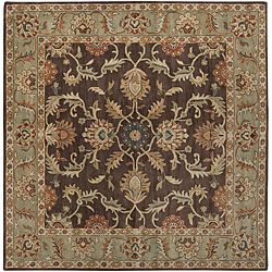 Hand tufted Traditional Coliseum Chocolate Floral Border Wool Rug (6 Square)