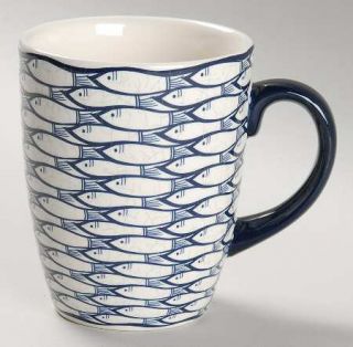 Euro Ceramica Multi Fish Mug, Fine China Dinnerware   Blue And White,Fish,Coupe,