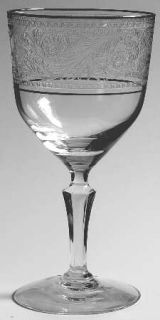 Fostoria Renaissance Platinum Water Goblet   Stem #6111,Platinum Trim, Etch #682