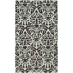 Hand hooked Damask Sage/ Chocolate Wool Rug (29 X 49) (GreenPattern OrientalTip We recommend the use of a non skid pad to keep the rug in place on smooth surfaces.All rug sizes are approximate. Due to the difference of monitor colors, some rug colors ma