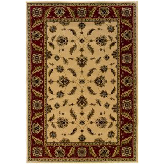 Traditional Ivory/ Red Area Rug (53 X 76)