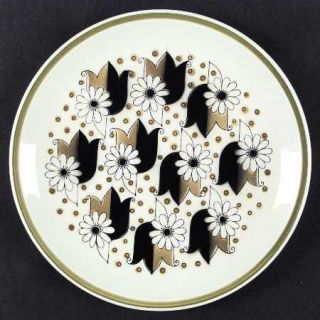 Mikasa Somerset Dinner Plate, Fine China Dinnerware   White,Green & Black Flower