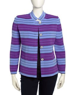 Striped Ribbed Knit Cardigan, Womens