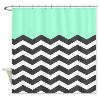  Mint Black White Chevron Shower Curtain  Use code FREECART at Checkout