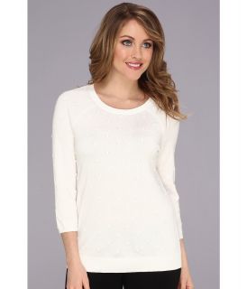 Vince Camuto 3/4 Sleeve Bubble Top Stitch Sweater Womens Sweater (White)