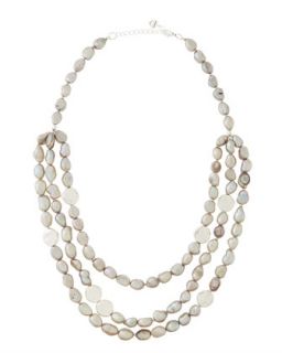 Triple Tiered Freshwater Pearl Necklace, Silver