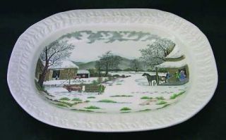 Adams China Currier & Ives Raised Border 19 Oval Serving Platter, Fine China Di