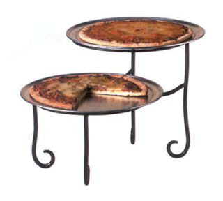 American Metalcraft 2 Tier Display Stand w/ Curled Foot, 12x19 in, Wrought Iron/Black