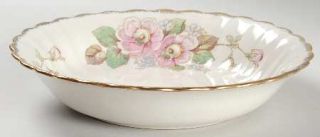 Limoges American China Rose Coupe Soup Bowl, Fine China Dinnerware   Pink & Blue