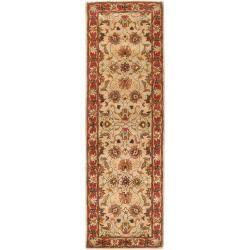 Hand tufted Abiqua Beige/red Traditional Border Wool Rug (26 X 8)