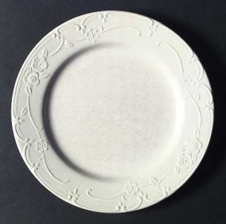 W Bach Angelica Dinner Plate, Fine China Dinnerware   White, Embossed Flowers