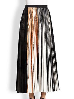 Proenza Schouler Pleated Cloque Skirt   Black Copper White
