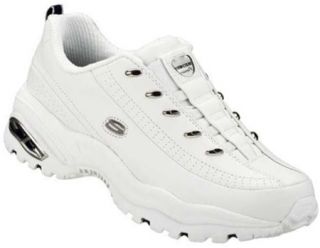 Womens Skechers Premium Premix   White/Navy Gym Shoes