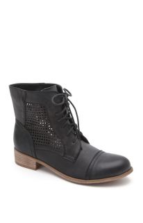 Womens Black Poppy Boots   Black Poppy Perforated Lace Up Boots