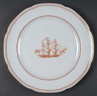 Spode Trade Winds Red Dinner Plate, Fine China Dinnerware   Red Bands And Ships,