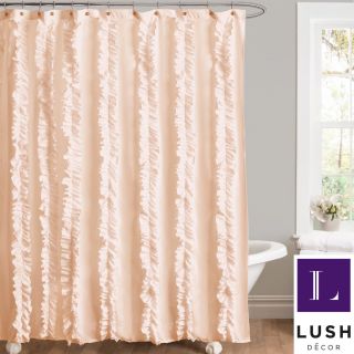 Lush Decor Belle Peach Ruffled Shower Curtain