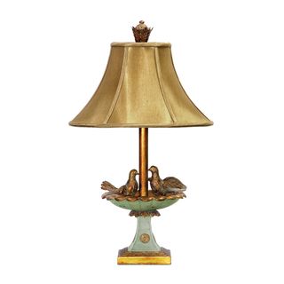 Dimond Lighting Love Birds In Bath 1 light Gold Leaf And Gransmoth Green Table Lamp