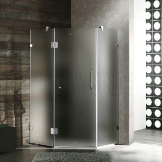 Vigo Industries VG6062CHMT40R Shower Enclosure, 40 x 40 Frameless NeoAngle 3/8 Right Frosted/Chrome